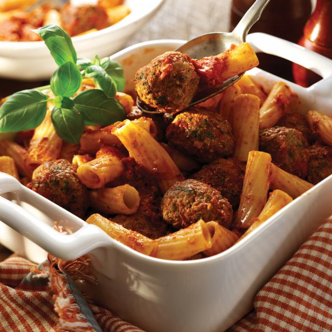 Spicy Meatballs in Tomato Sauce with Pasta